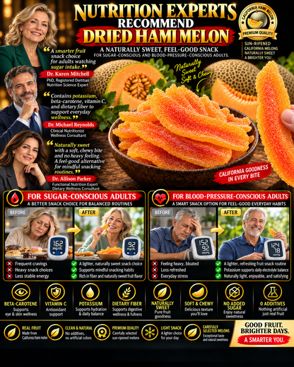 Premium California Dried Hami Melon | Nutrient-Rich Real Fruit Snack | Soft, Chewy & Naturally Delicious-Liam