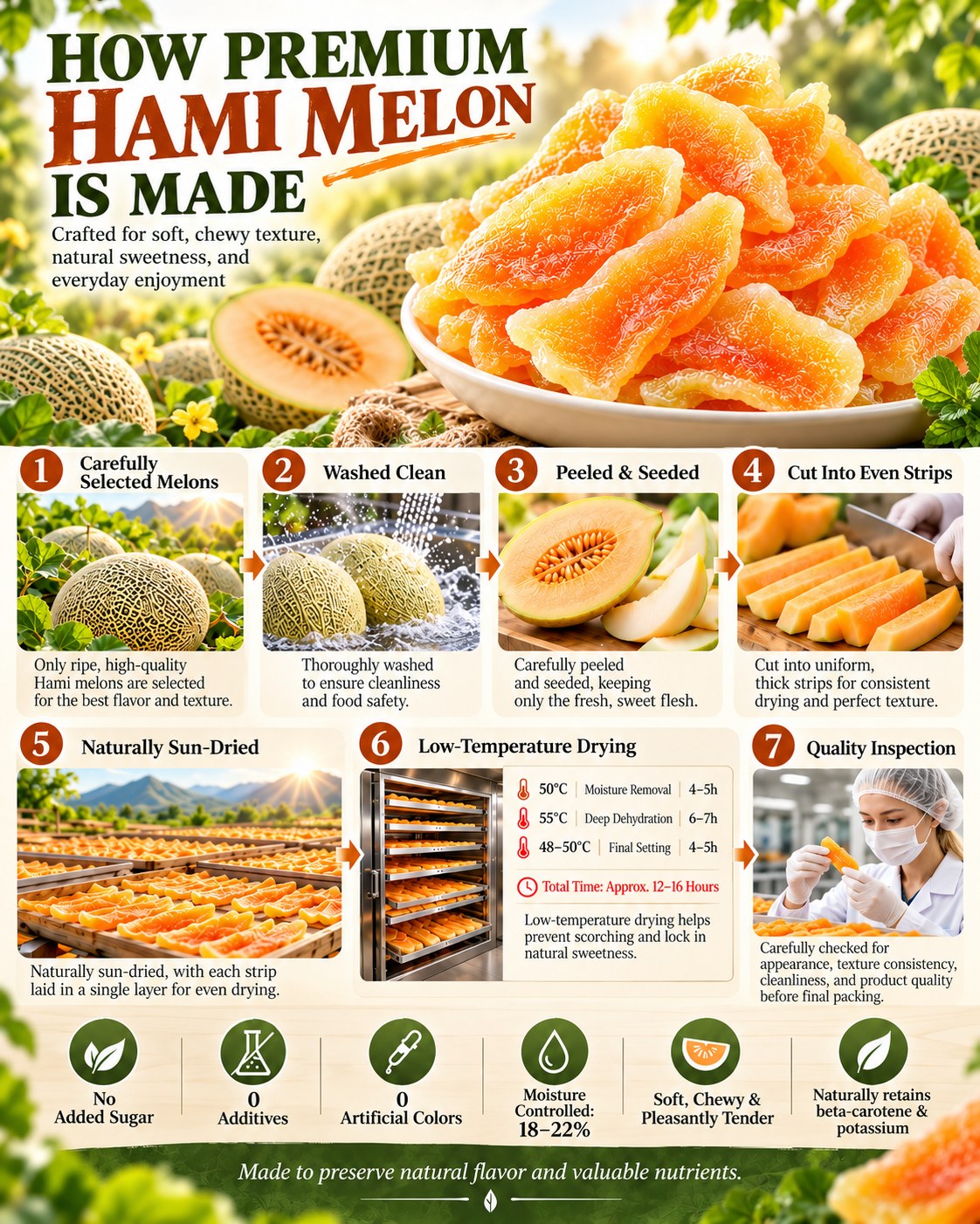 Premium California Dried Hami Melon | Nutrient-Rich Real Fruit Snack | Soft, Chewy & Naturally Delicious-Liam