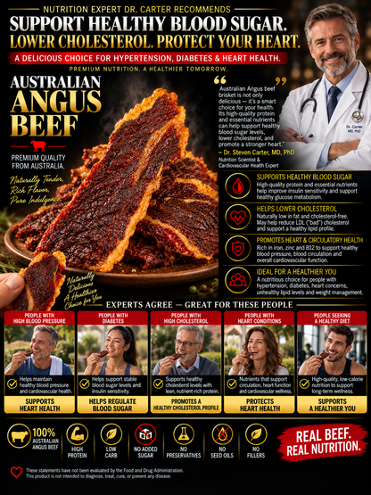 100% Australian Grass-Fed Angus Beef Brisket Snack | Thick-Cut, Juicy & Tender | Rich Beef Flavor | High-Protein Snack-Liam